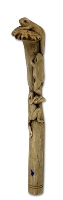 Lot 195 - Japanese Carved Horn/Bone Parasol Handle.