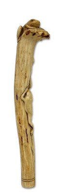 Lot 195 - Japanese Carved Horn/Bone Parasol Handle.