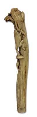 Lot 195 - Japanese Carved Horn/Bone Parasol Handle.