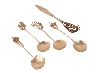 Lot 424 - Four Harris & Sons Silver Spoons and a Letter Opener.