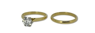 Lot 249 - 18ct Diamond Ring & Wedding Band.