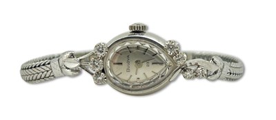Lot 399 - Bulova White Gold Watch.
