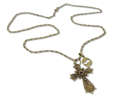 Lot 366 - Yellow Gold Cross and Chain.