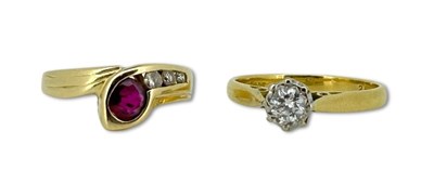 Lot 302 - Solitaire Diamond Ring and Ruby Ring.