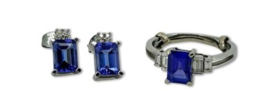 Lot 310 - Tantalising Tanzanite Ring & Earrings.