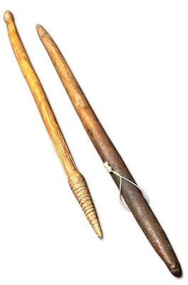 Lot 27 - Victorian Aboriginal Throwing Club circa 19th cent and WA Fluted Club 1910-1920.