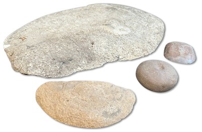 Lot 17 - Western Desert Millstone, 3 x Stone Artefacts.