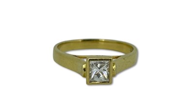 Lot 301 - A Perfect Princess Cut Diamond Ring.