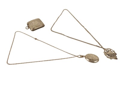 Lot 431 - Sterling Silver Items: Locket Pendant & Vesta Case.