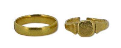 Lot 342 - Two Yellow Gold Rings.
