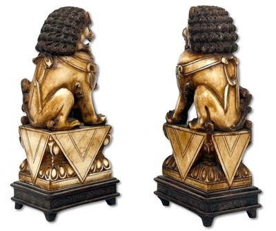 Lot 237 - Pair of Chinese Carved Fu Temple Dogs.