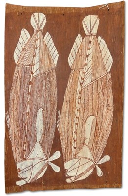 Lot 158 - Barramundi (Ngaldadmang) X-Ray Style Aboriginal Bark Painting.