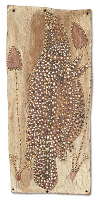 Lot 3 - Att: Kuningbal (Crusoe) Aboriginal Bark Painting, Fish.