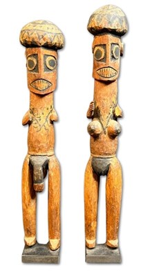 Lot 13 - Papua New Guinea Jiwaka Headdress Figures.