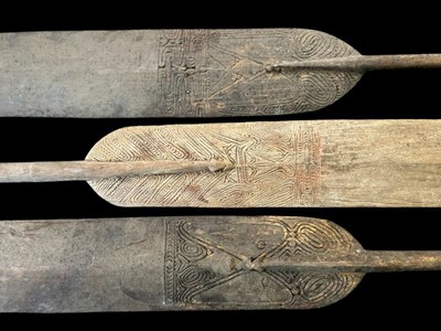 Lot 118 - Papua New Guinea Lower Sepik Sailing Canoe Steering Paddles.