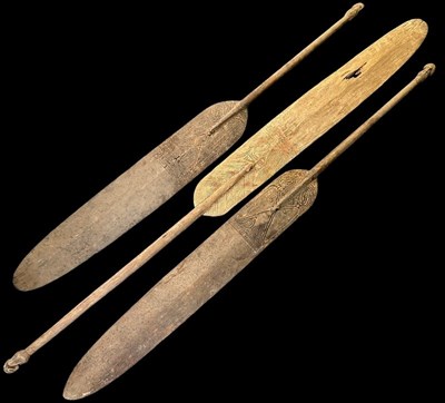 Lot 118 - Papua New Guinea Lower Sepik Sailing Canoe Steering Paddles.