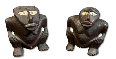 Lot 95 - Pair of Micronesian Squatting Figures.