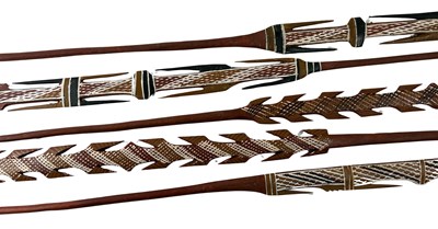 Lot 82 - North East Arnhem Land ochre decorated multi barbed spears collected late 1960s