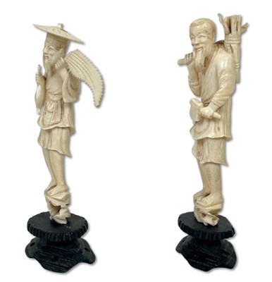 Lot 240 - Chinese Ivory Figures and Junk, 3pcs.