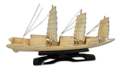 Lot 240 - Chinese Ivory Figures and Junk, 3pcs.
