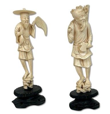 Lot 240 - Chinese Ivory Figures and Junk, 3pcs.