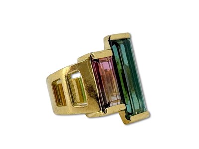 Lot 328 - A Modernist Tourmaline Ring.