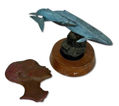Lot 188 - Bronze Statue and African Plaque, 2pcs.