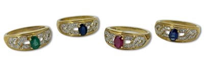 Lot 384 - Four Yellow Gold Gem Set Rings.