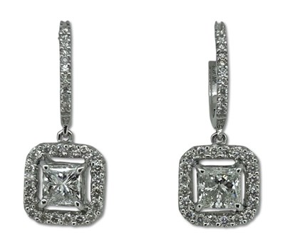 Lot 388 - Dazzling Diamond Drop Earrings.