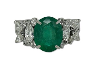Lot 329 - A 3.68CT Natural Zambian Emerald Ring.