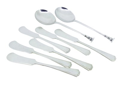 Lot 549 - Silver spoons and Knives.