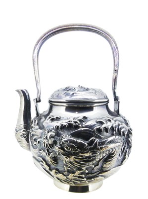 Lot 480 - Silver Colonial Chinese Tea Pot.
