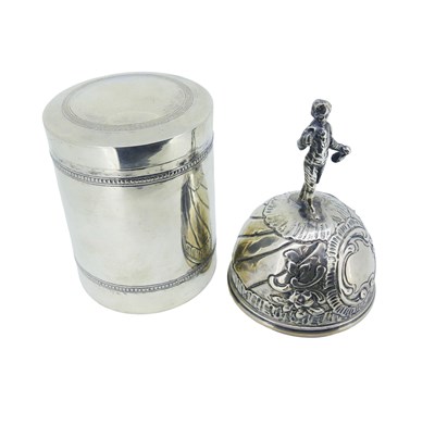 Lot 574 - Silver Scandinavian Bell and Cylinder Shaped Box.