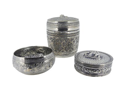 Lot 585 - Three Asian Silver Objects.