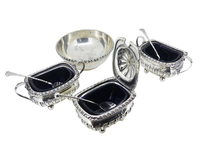Lot 539 - A Scandinavian Salt Bowl, a Sterling Silver Mustard Pot and Two Salt Dishes.
