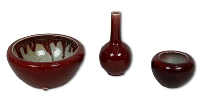 Lot 222 - Chinese Flambe Ceramic Wares, 3pcs.
