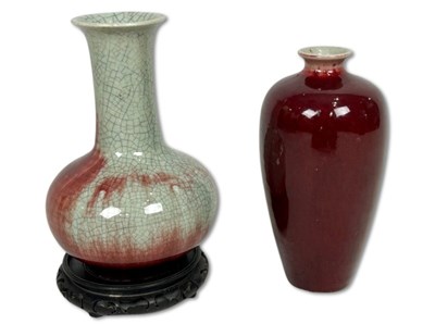 Lot 229 - Chinese Flambe and Crackle Ware Vases, 2pcs.