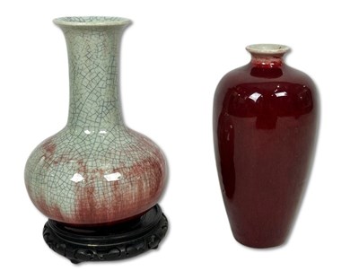 Lot 229 - Chinese Flambe and Crackle Ware Vases, 2pcs.