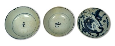 Lot 213 - Chinese Provincial Blue and White Porcelain Bowls, 3pcs.