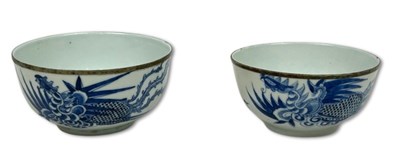 Lot 210 - Chinese Bleu de Hue Phoenix Bowls, 2pcs.
