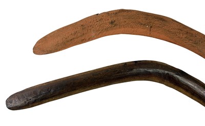 Lot 27 - 2 South Aust Boomerangs one late 19th C. and Boomerang (red ochre) 1960s.