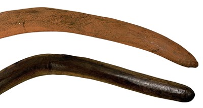 Lot 27 - 2 South Aust Boomerangs one late 19th C. and Boomerang (red ochre) 1960s.