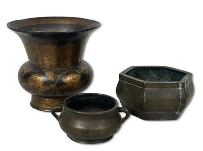 Lot 173 - Chinese Archaic Style Bronze Wares, 3pcs.