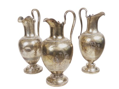 Lot 500 - Three Norwegian Silver Wine Jugs.