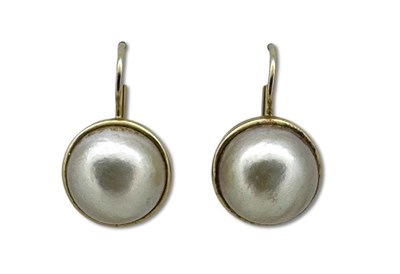 Lot 399 - Drop Mabe Pearl Earrings.