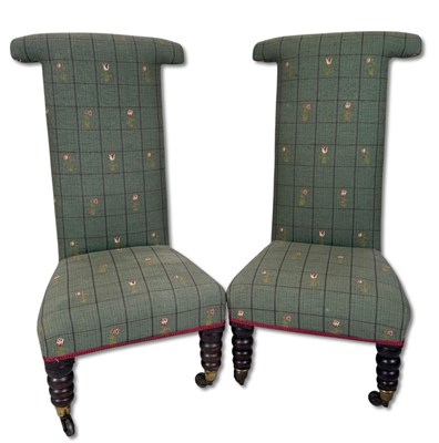 Lot 136 - Pair Victorian Slipper Chairs.