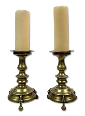 Lot 197 - Pair Antique Bronze Picket Candlesticks.