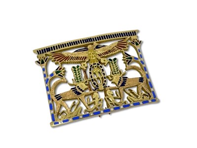 Lot 360 - Egyptian Motif Enamelled Brooch Pendant.