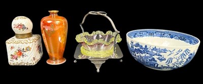 Lot 183 - English China, Perfume Bottle, Uranium Glass Bonbon, 4 pcs