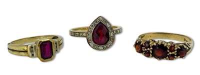 Lot 338 - Ruby and Garnet Rings.